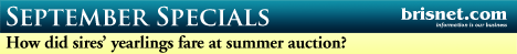SIRES' YEARLINGS SALES RESULTS FROM THE SUMMER SALES ARE OUR SEPTEMBER SPECIALS! MEMBERS CAN DOWNLOAD TEN FREE - NEARLY A $50 VALUE! SALES103 - YEARLINGS SOLD AT PUBLIC AUCTION BY SIRE