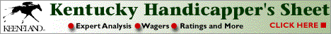 Get Expert Analysis for Keeneland with the Kentucky Handicapper's Sheet.