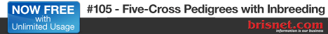 FREE WITH UNLIMITED USAGE!
#105 - FIVE-CROSS PEDIGREES WITH INBREEDING,
DOSAGE AND CAREER EARNINGS!
GREAT FOR HYPO-MATINGS!