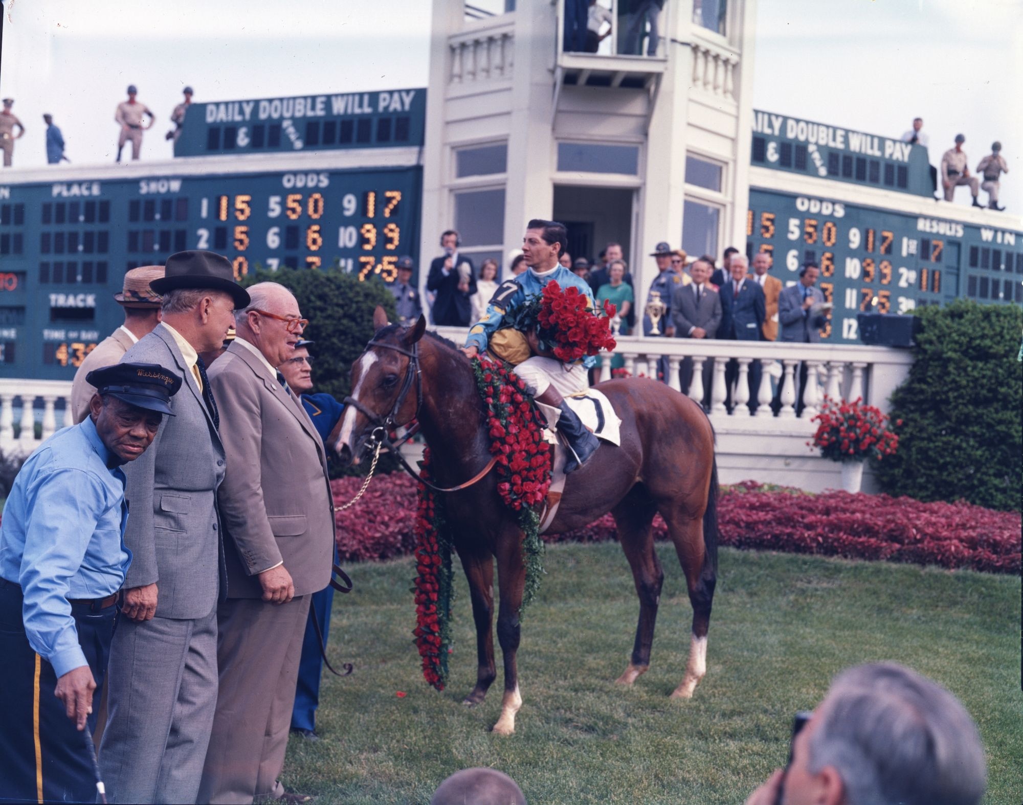 Northern Dancer in the winners circle during the 1964 Kentucky Derby.