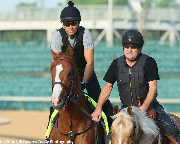 Justify, Restoring Hope visit the starting gate in readiness for the Belmont Stakes