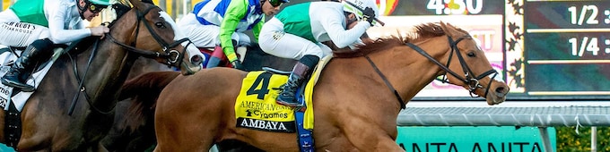 Ambaya wins American Oaks as turf stakes end in upsets