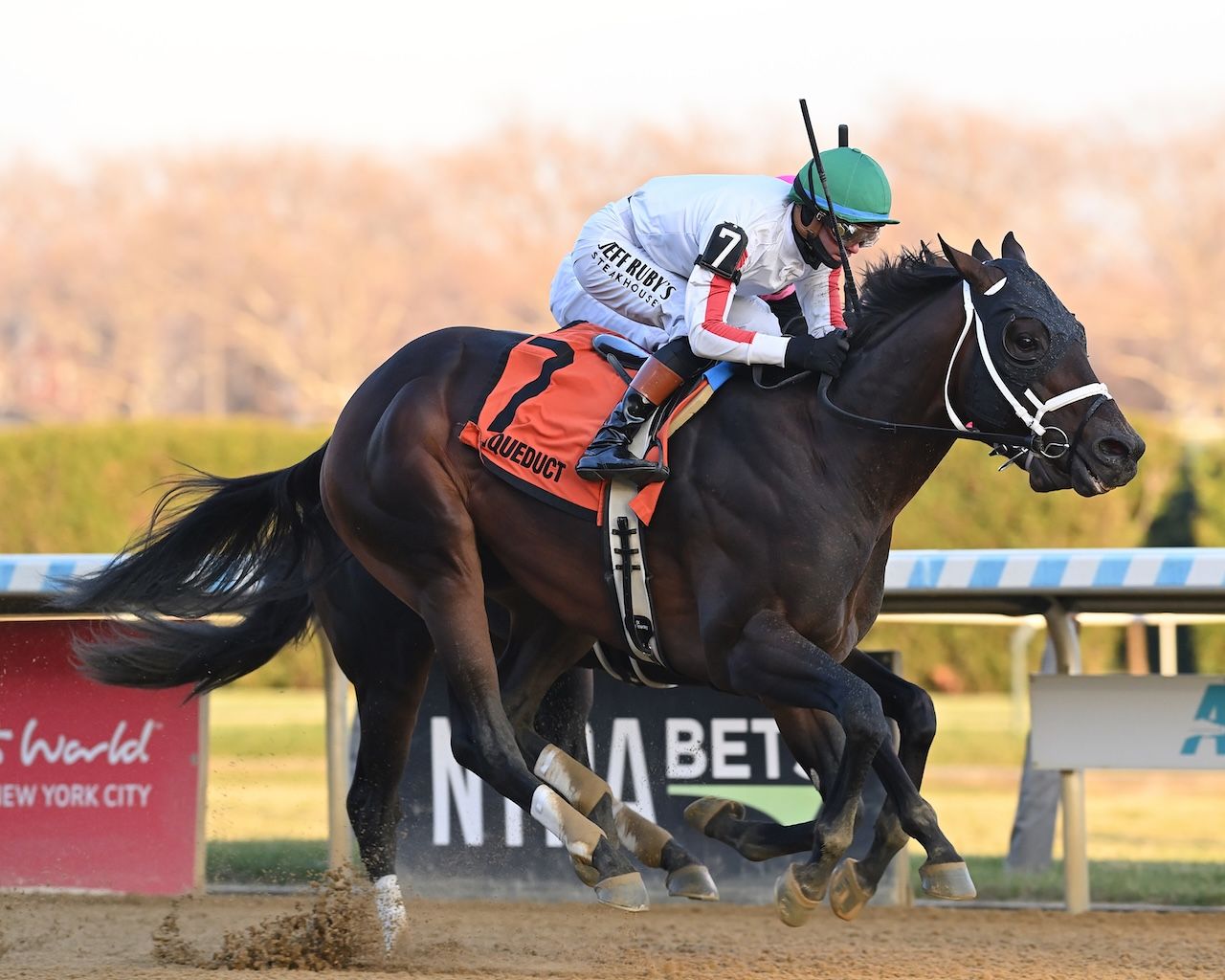 Bishops Bay wins the Cigar Mile at Aqueduct.