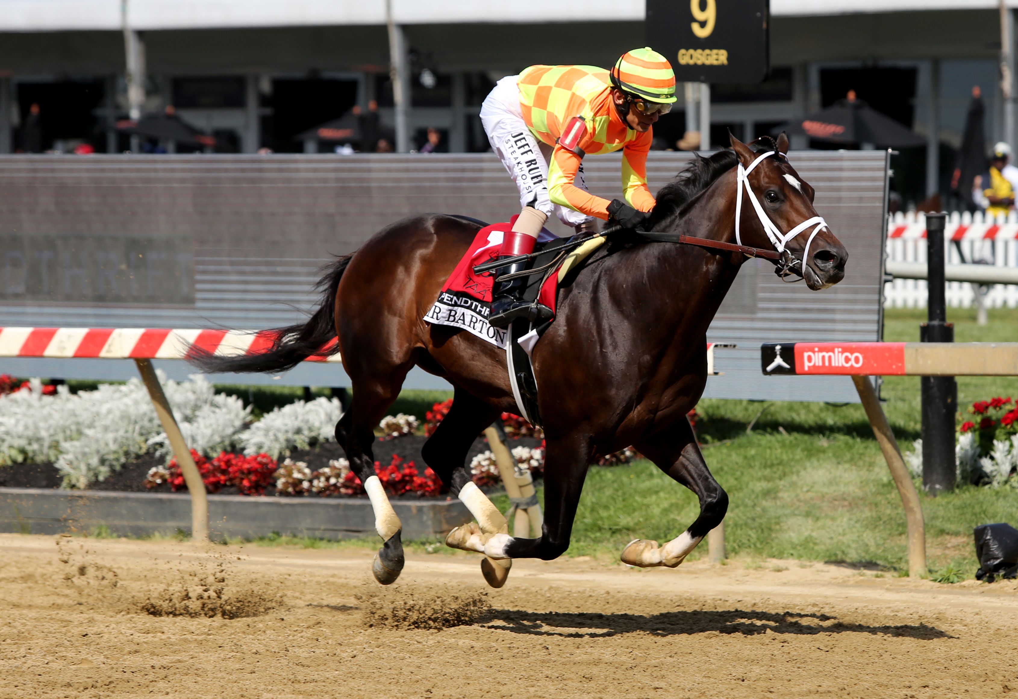 Crudo wins the Sir Barton Stakes at Pimlico (Horsephotots.com)