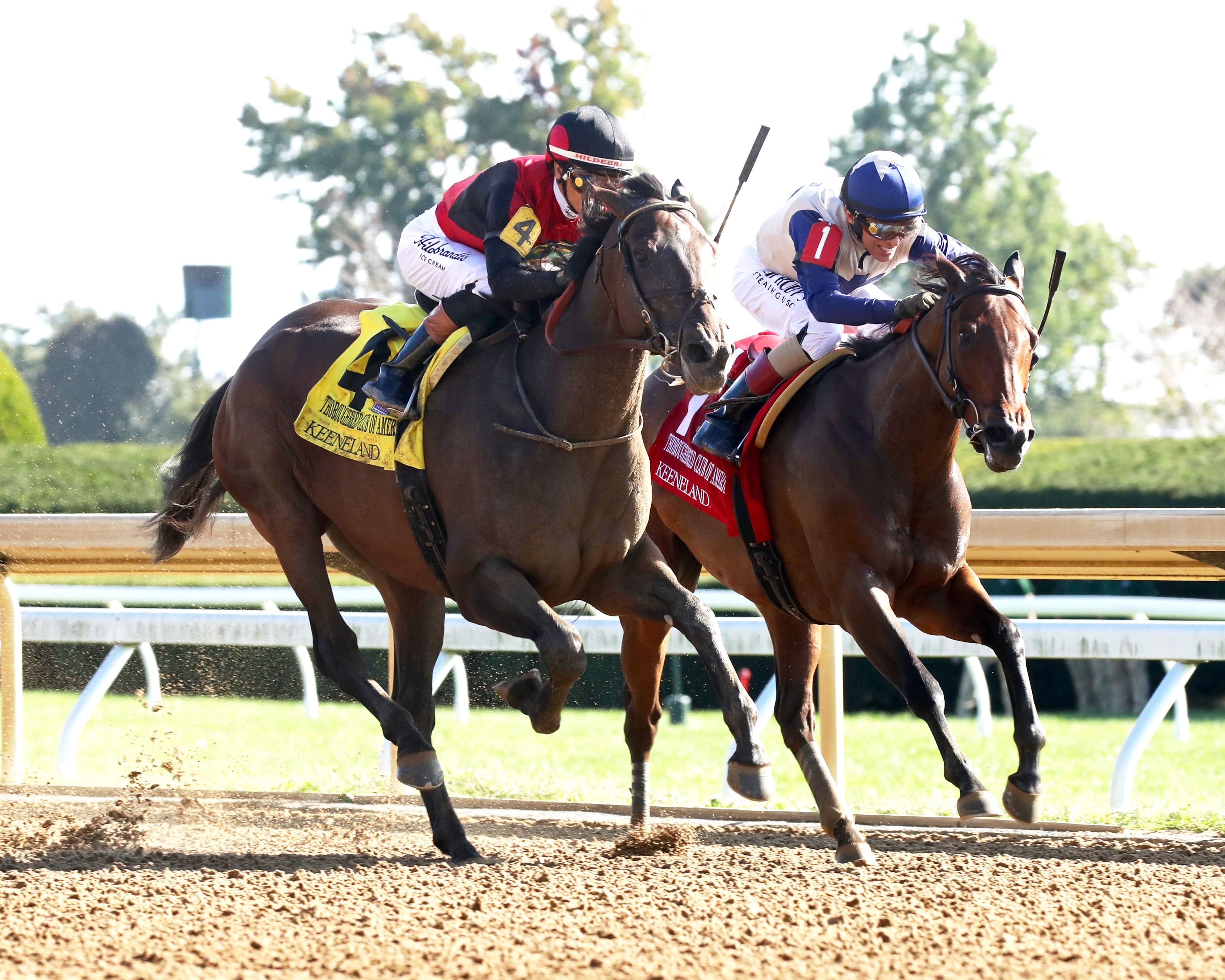 Evanescence wins the Thoroughbred Club of America (G2) at Keeneland.