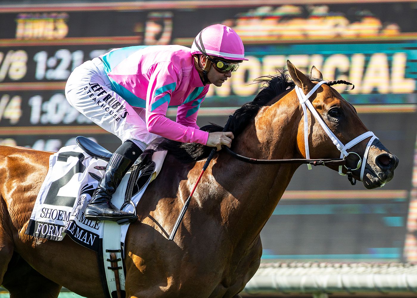 Formidable Man won as a 7-10 shot should in the Shoemaker Mile (G1)