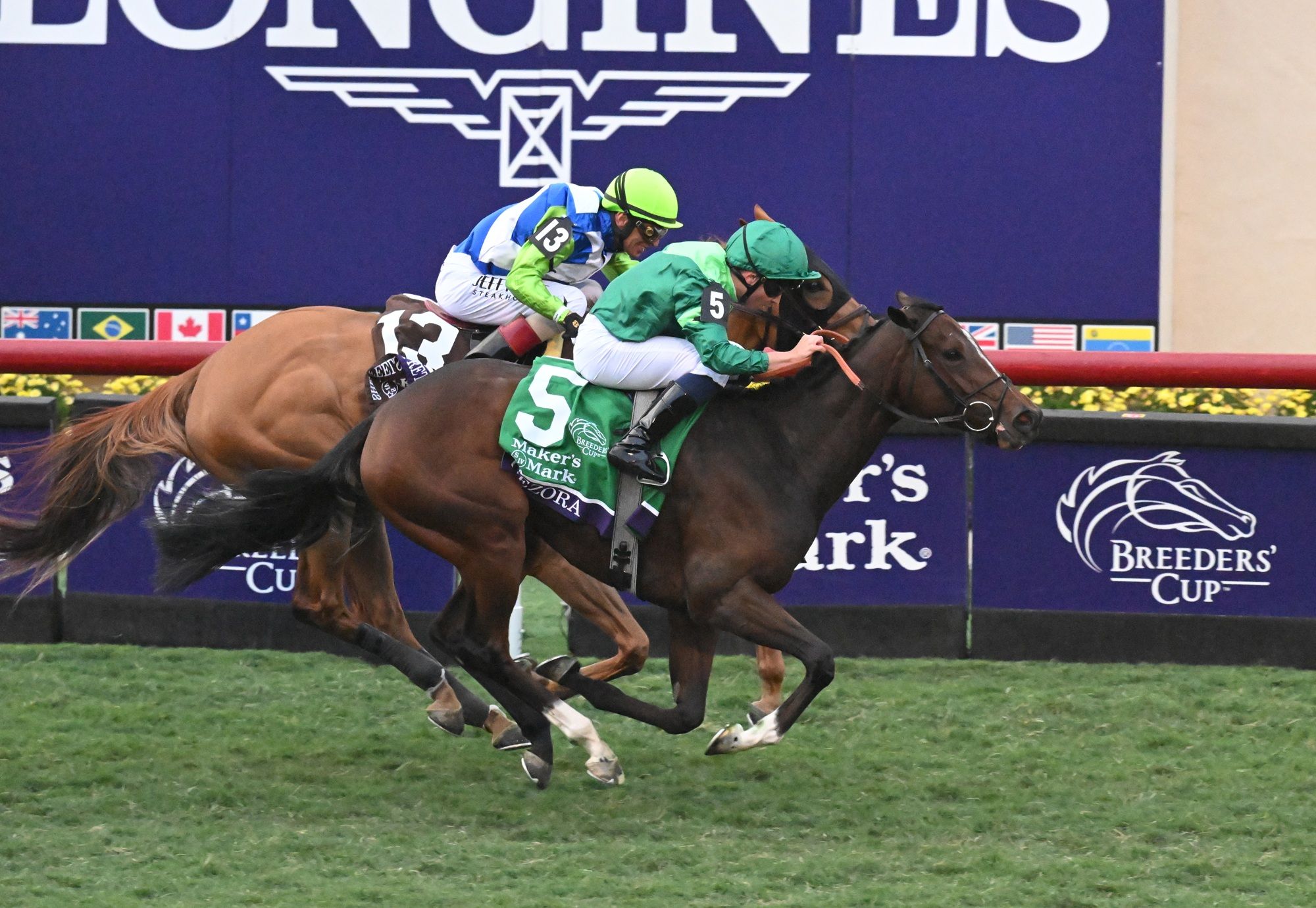 Gezora winning the Breeders' Cup Filly & Mare Turf (G1) at Del Mar