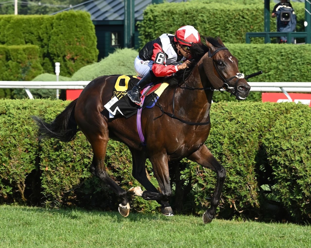 Glacius wins the Saratoga Derby at Saratoga.