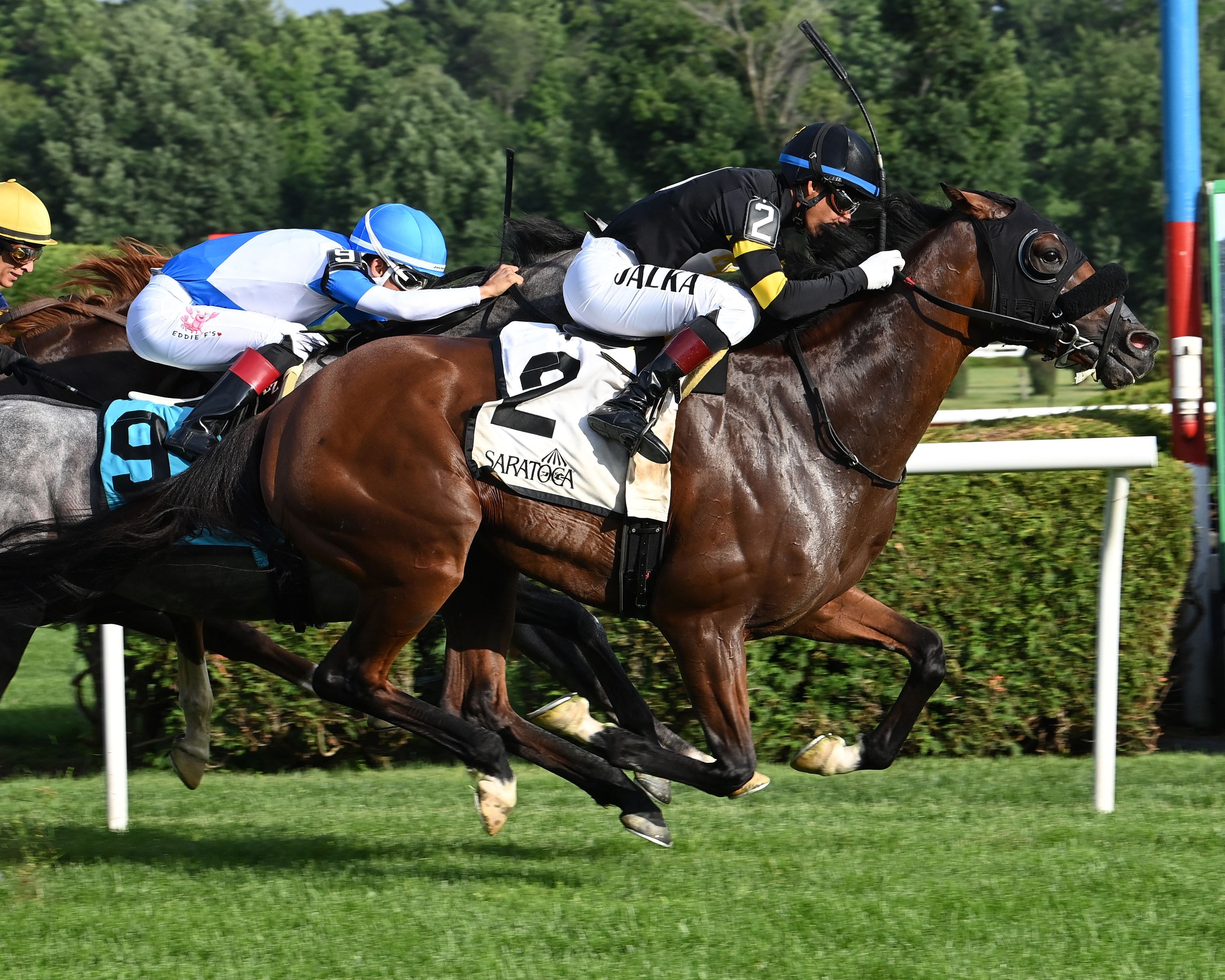 Heeere's Johnny went last to first to break his maiden in the Saranac S.