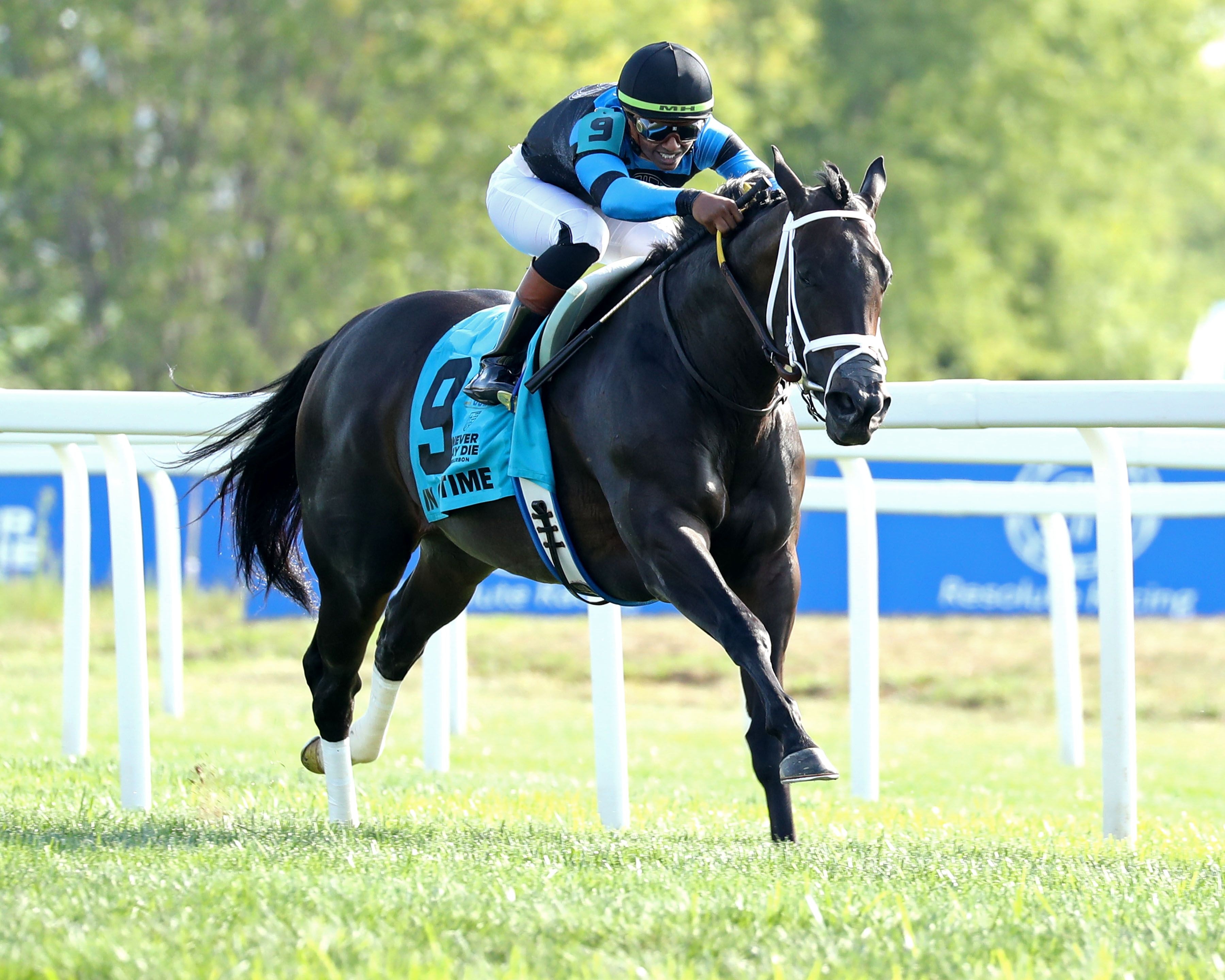 In Our TIme wins the Never Say Die Kentucky Downs Ladies Turf Sprint at Kentucky Downs.