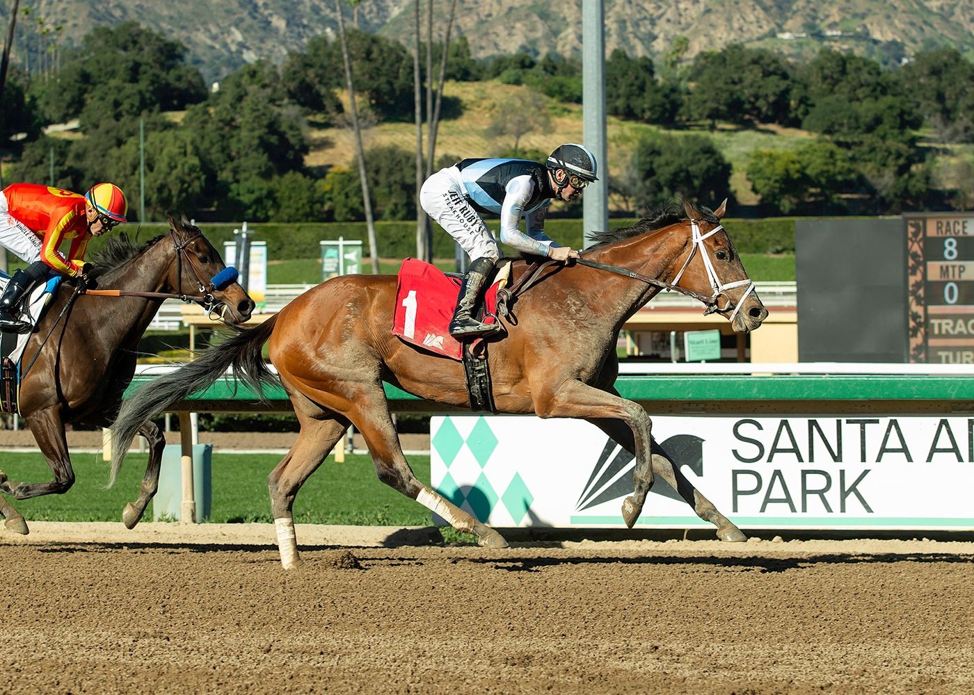 Meaning upsets Breeders’ Cup rivals in Las Virgenes Stakes