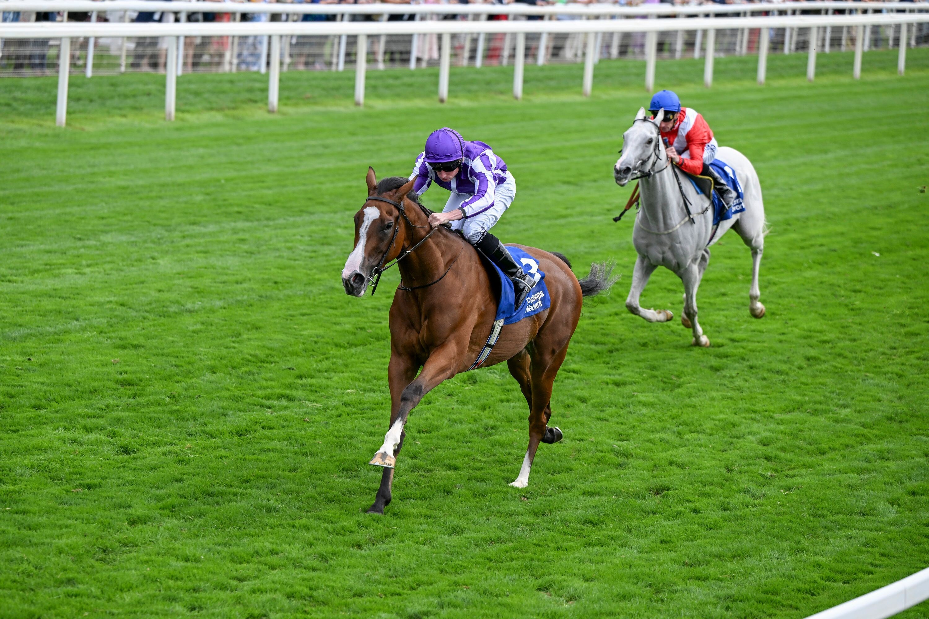 Minnie Hauk bounds clear of Estrange in the Yorkshire Oaks