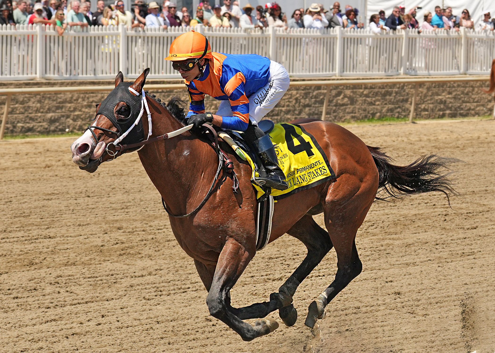Obliteration winning the Chick Lang S. at Laurel Park