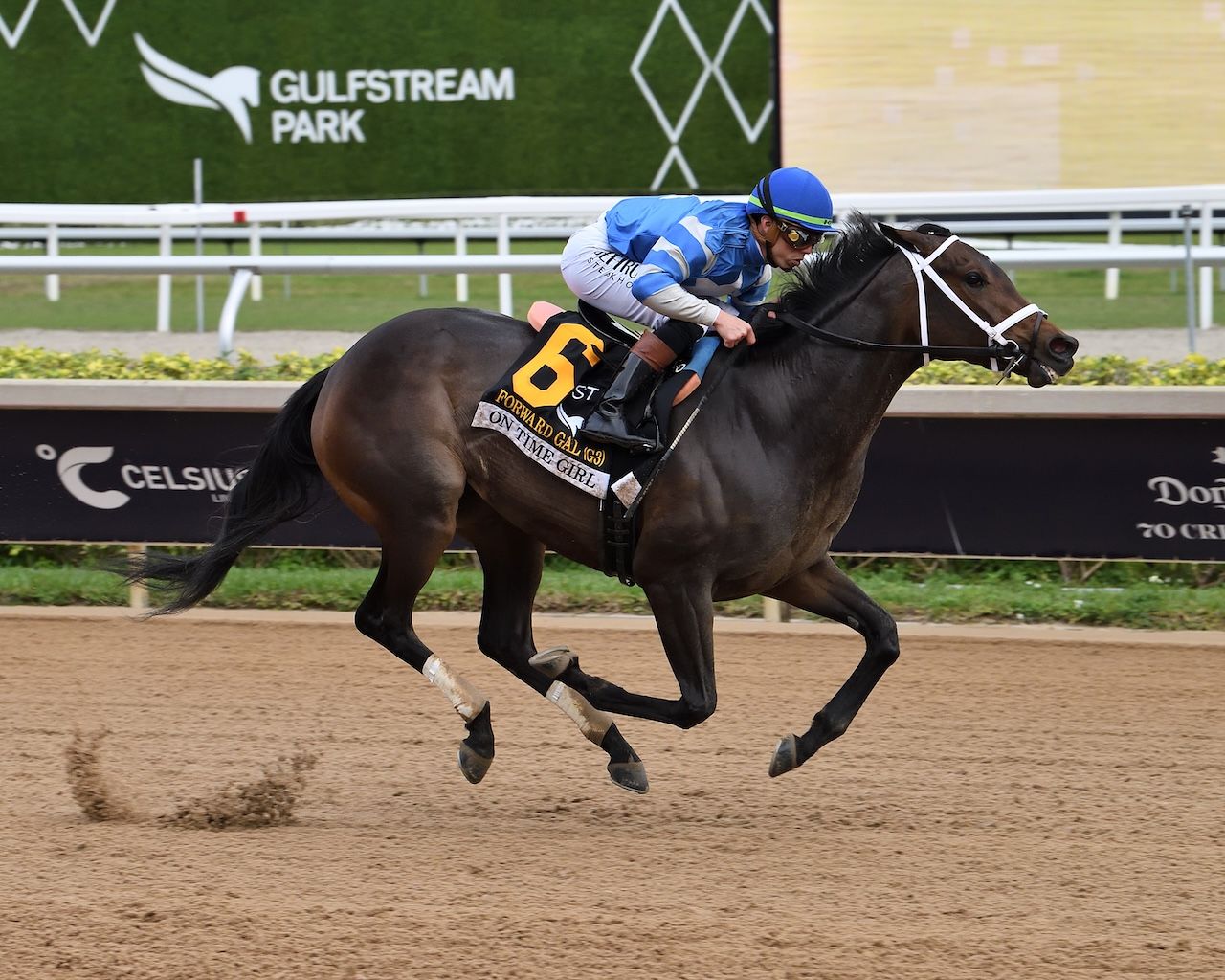 On Time Girls wins the Forward Gale at Gulfstream Park.