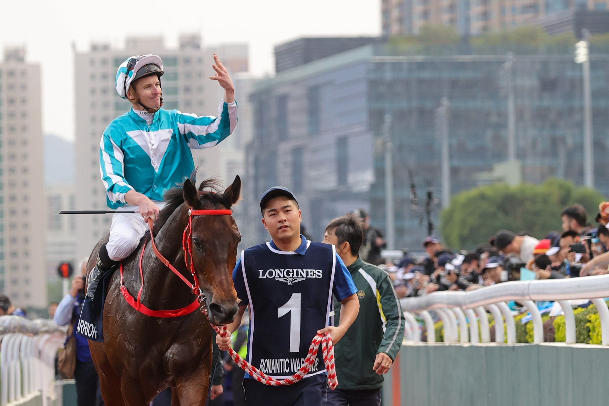 James McDonald signals the Hong Kong Cup (G1) four-timer