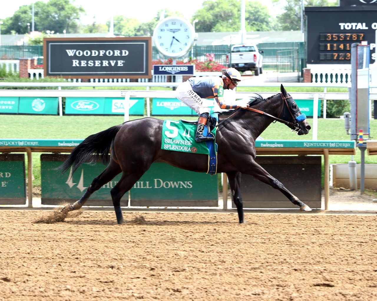 Splendora wins the Shawnee at Churchill Downs on Stephen Foster Preview Day.