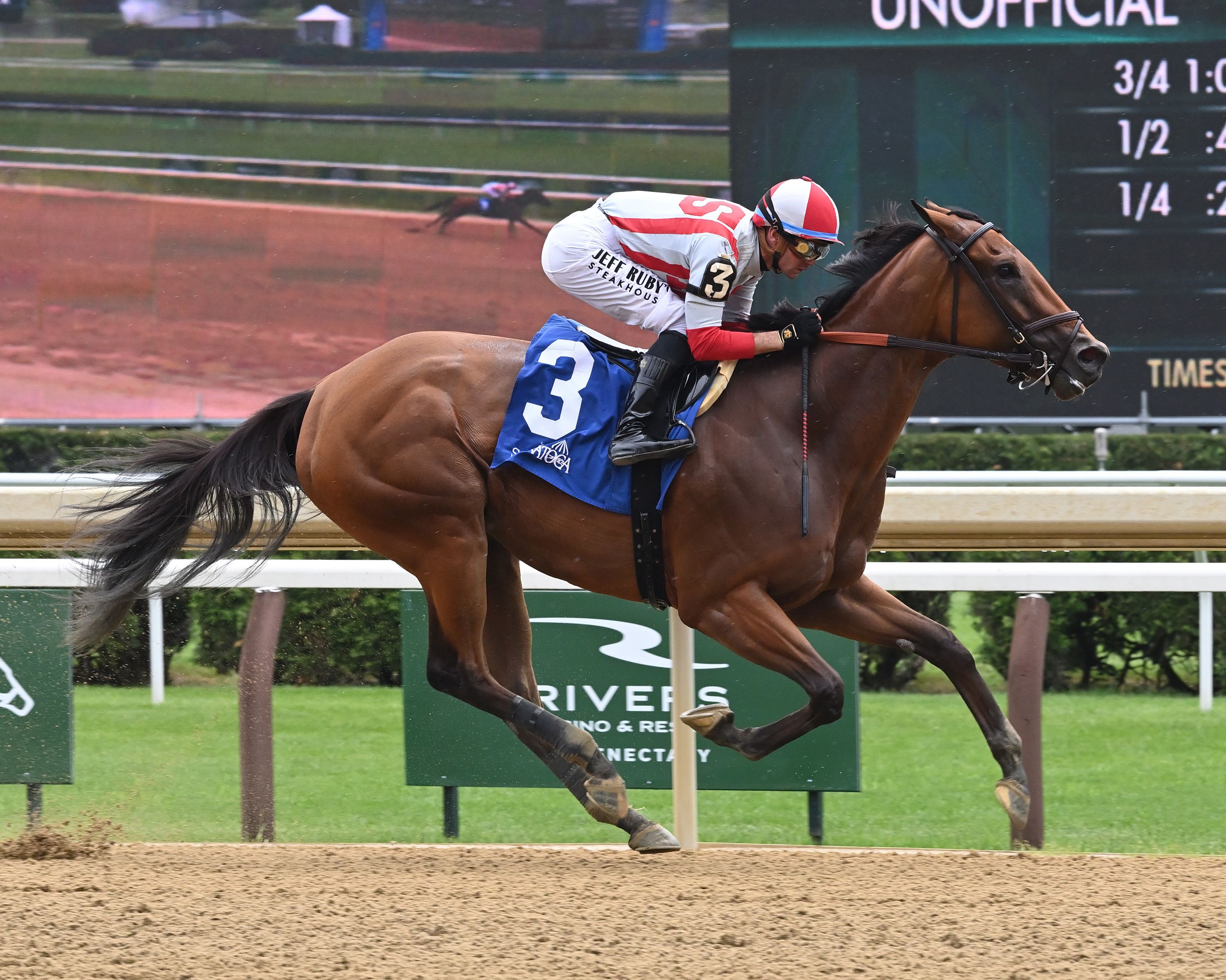 Ways and Means wins the Bed o' Roses S. at Belmont at Saratoga 2025 (Photos by Coglianese Photos/Chris Rahayel)