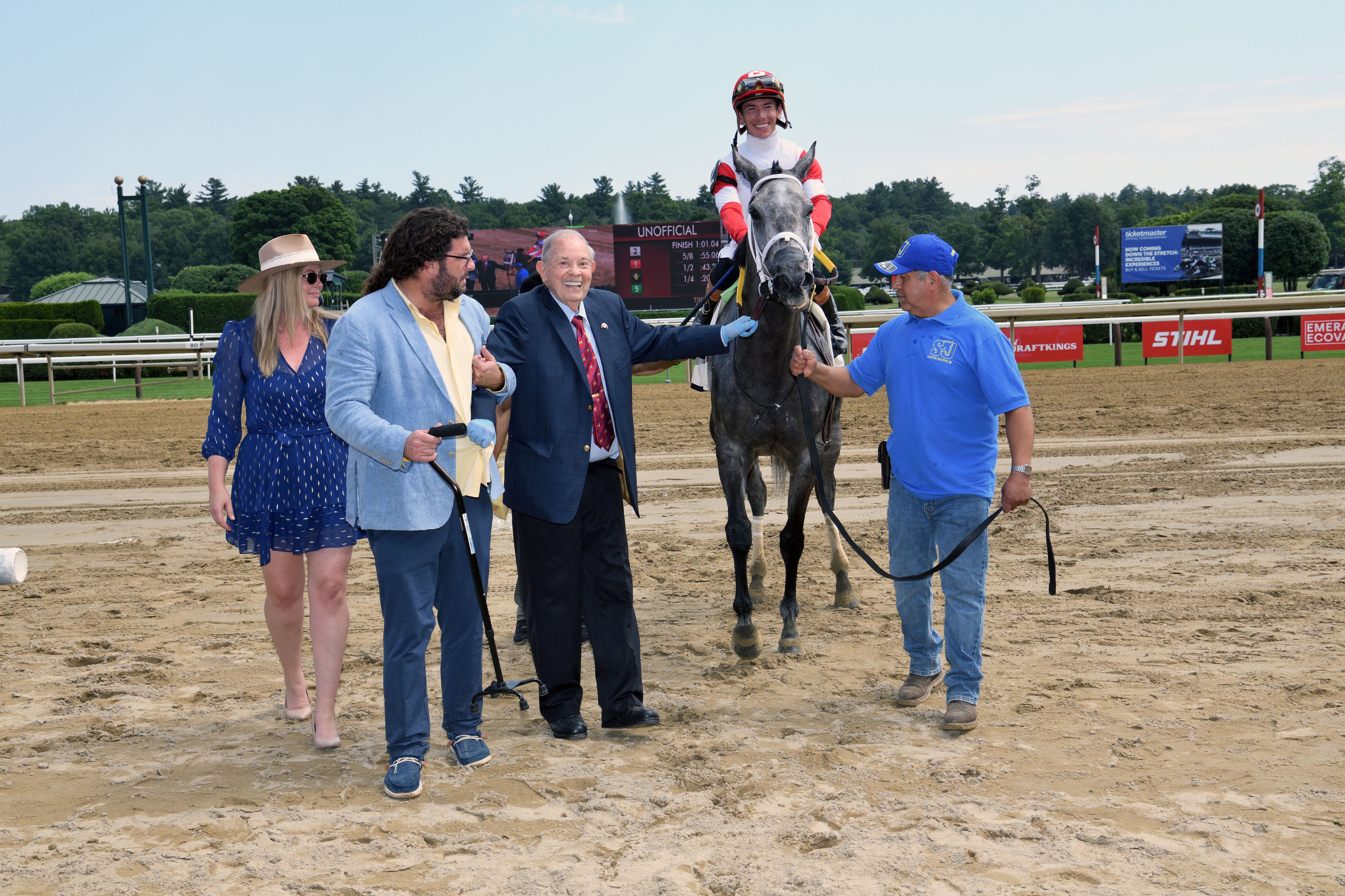 Ken Ramsey leads in Movin' On Up after her victory in the Caress (G2) at Saratoga